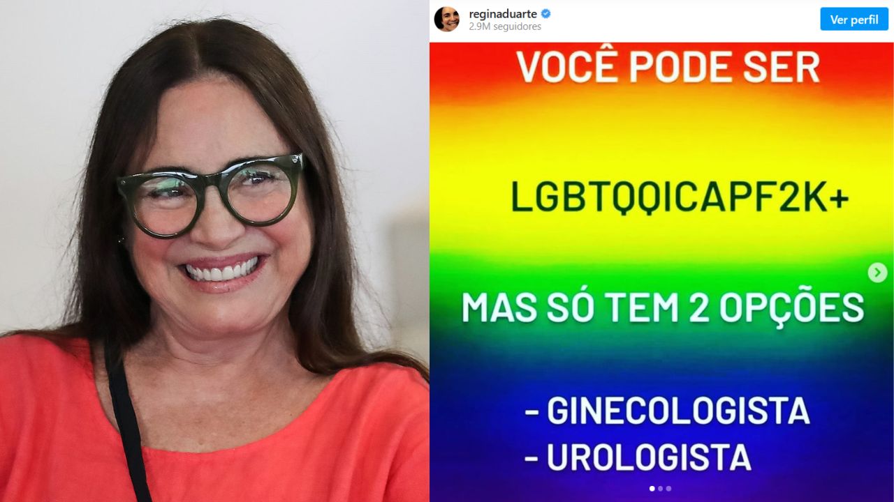 Regina Duarte faz publicação com teor homofóbico e transfóbico no Instagram