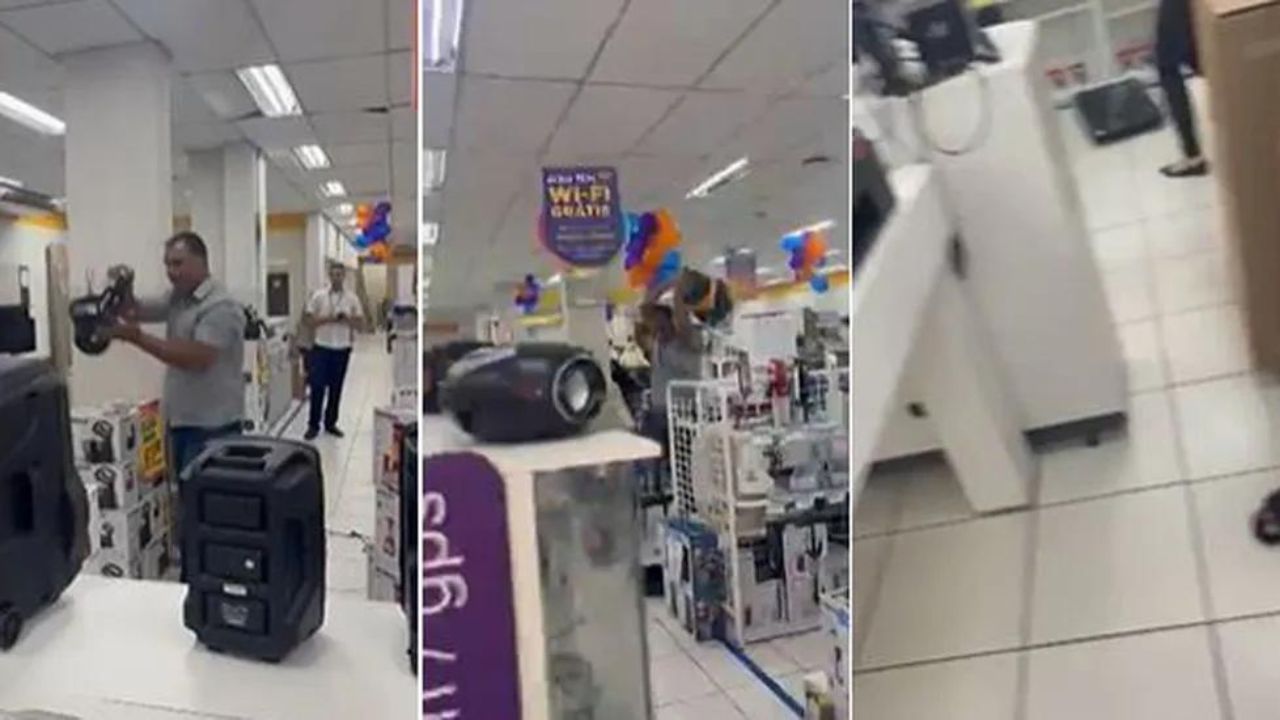 Cliente destrói produtos em loja depois de estabelecimento se recusar a trocar caixa de som