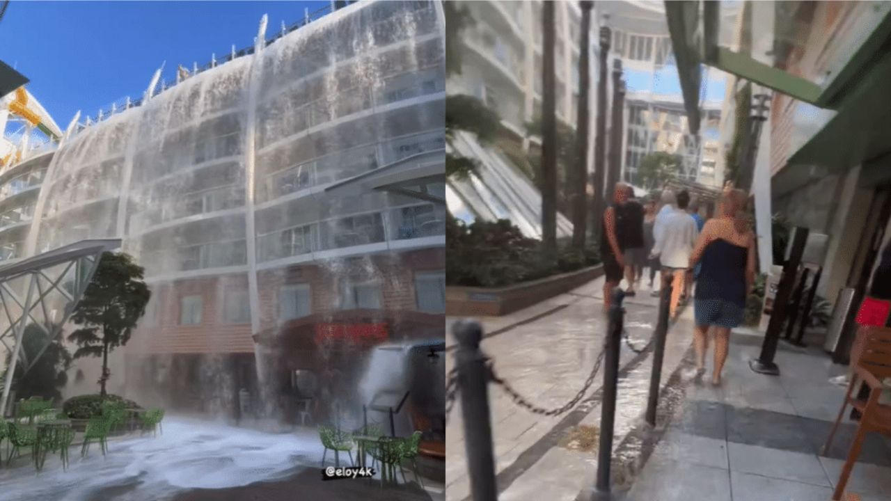 Piscina de navio transborda e cruzeiro ganha cachoeira; veja o vídeo!