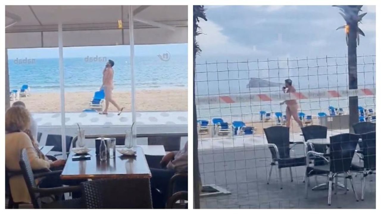 Homem é flagrado andando nu em praia da Espanha