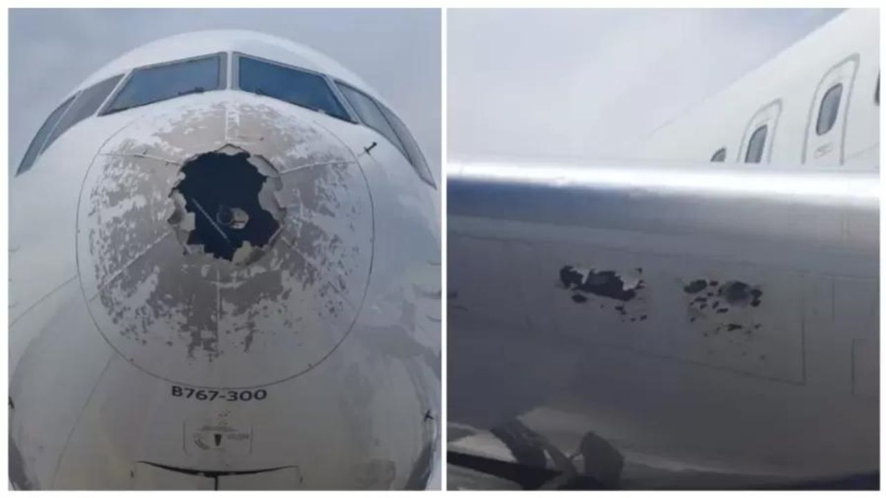 Chuva de granizo provoca danos em avião durante voo