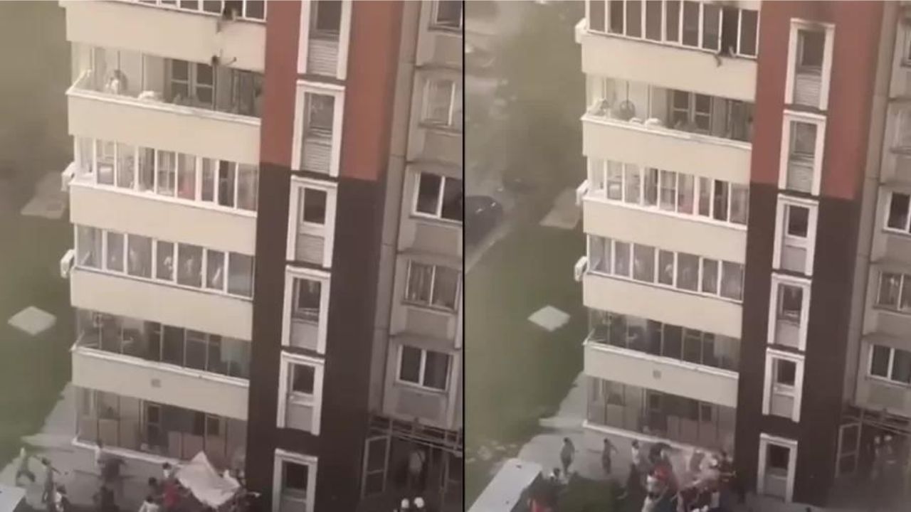 Vídeo: Criança é arremessada de prédio para ser salva de incêndio