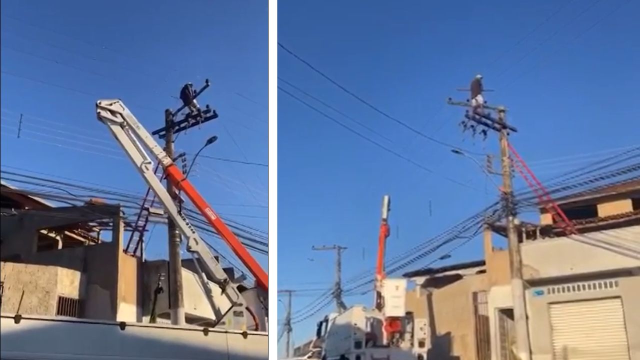 Homem sobe em poste e deixa centenas de moradores sem energia elétrica