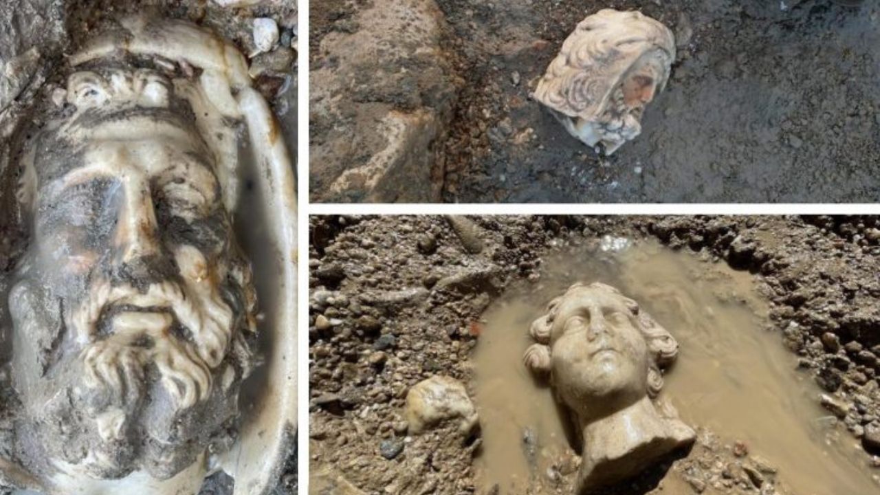 Arqueólogos encontram cabeças de deuses gregos feitas de pedra, na Turquia