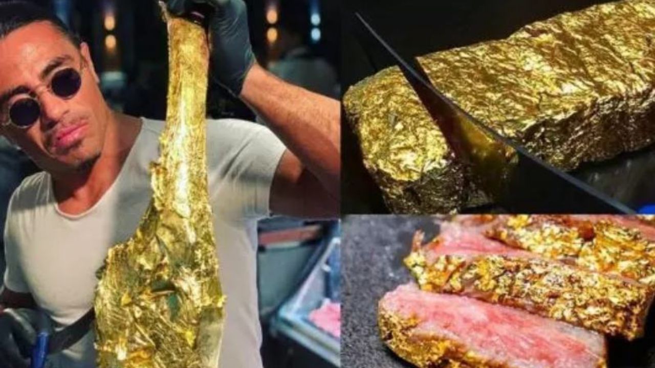 Folhas de ouro que embrulham carne em restaurante famoso custam só 60 reais