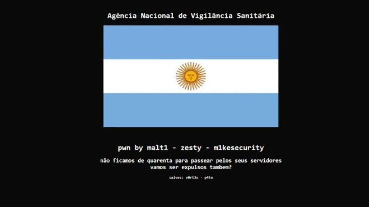 Site da Anvisa é invadido por hackers e formulário é trocado por bandeira da Argentina