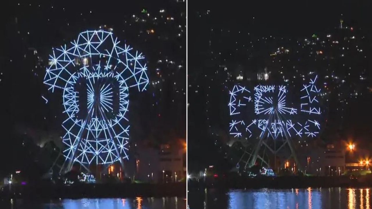 Roda gigante homenageia Pelé com camisa 10 iluminada, no Rio de Janeiro