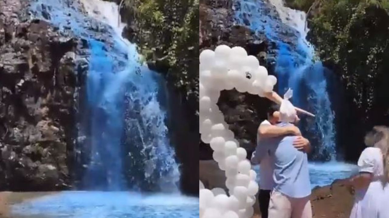 Homem que tingiu cachoeira de azul em chá de revelação é multado