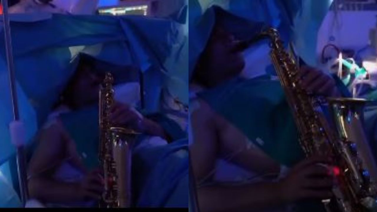 Paciente toca saxofone durante cirurgia no cerébro