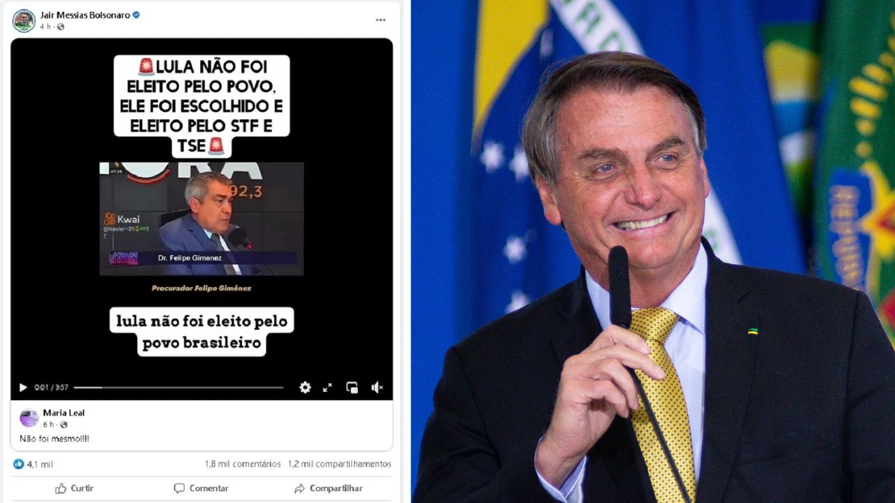 Bolsonaro posta vídeo com fake news sobre eleição e o apaga logo em seguida