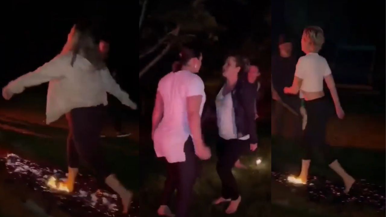 Vídeo de mulheres andando sobre brasas durante exercício viraliza nas redes