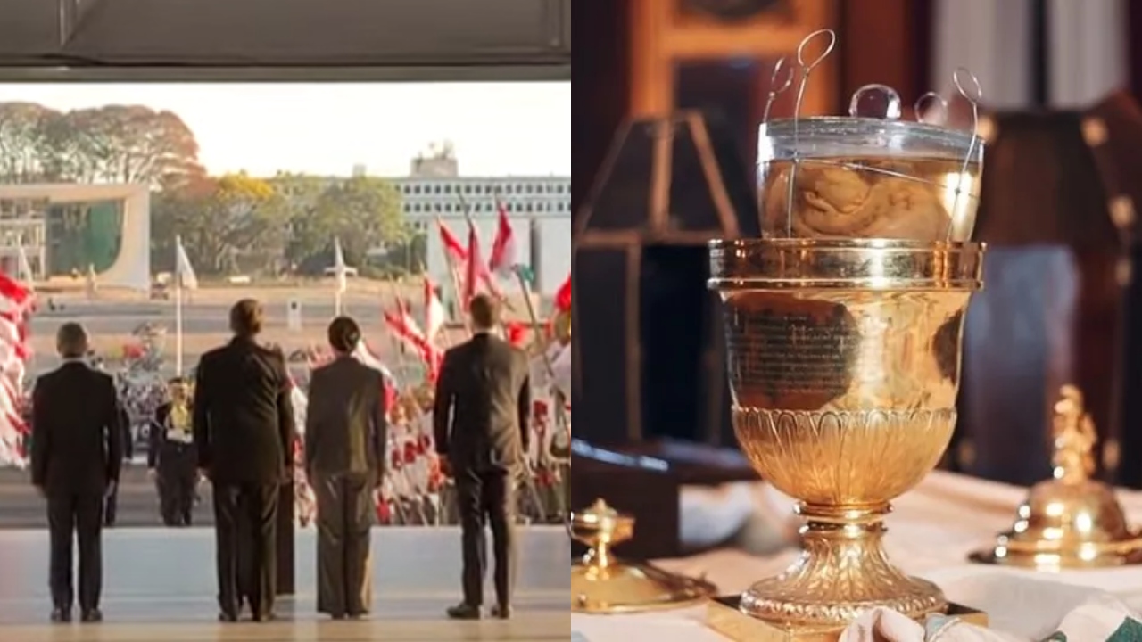 Bolsonaro recebe coração de Dom Pedro I na rampa do Palácio do Planalto
