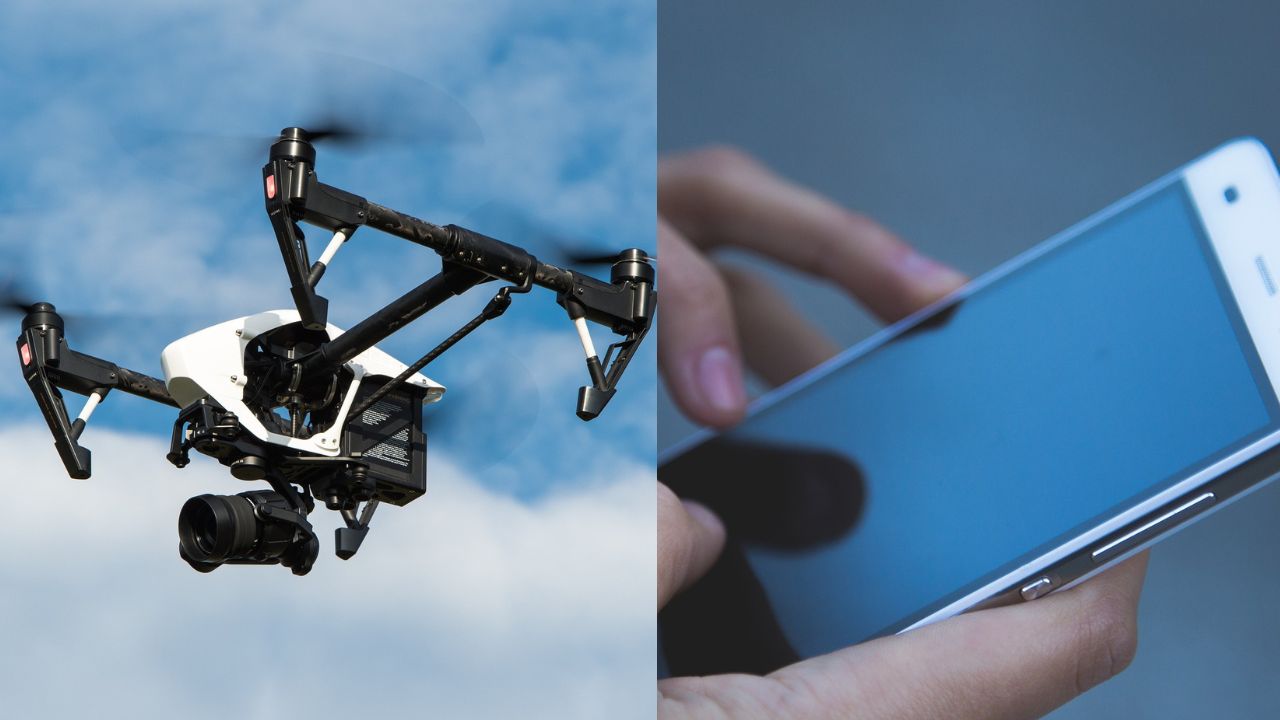 Preso em estrada com neve, homem conecta seu celular à drone para pedir ajuda