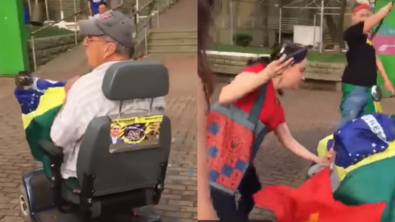 Vídeo: Bolsonarista tenta atropelar petistas com cadeira de rodas