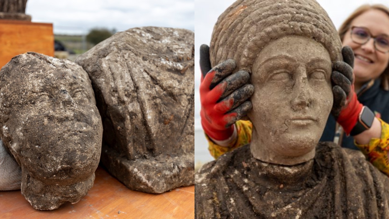 Impressionantes estátuas romanas são descobertas durante obra ferroviária