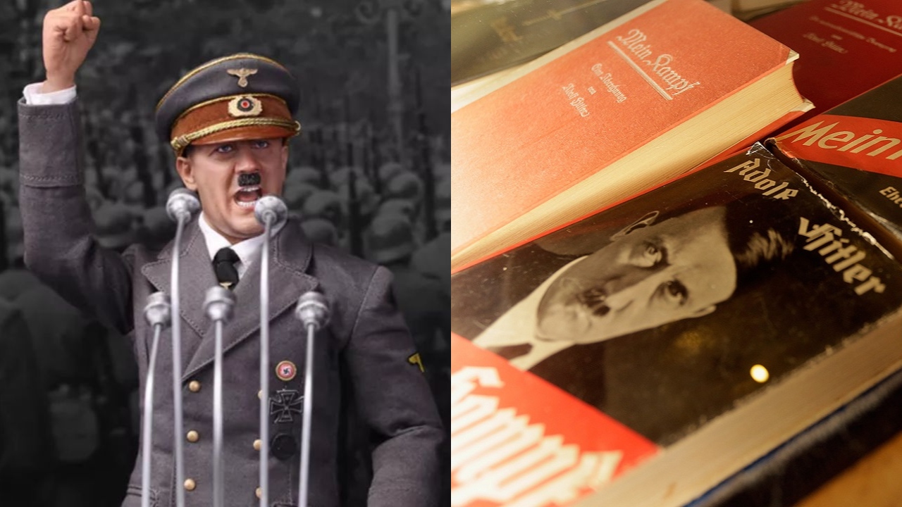 O livro Mein Kampf, bonecos nazistas e racismo