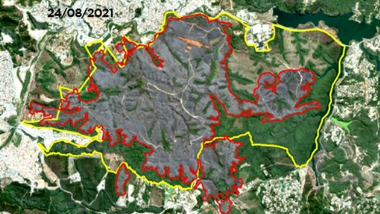 Imagens de satélite mostram que fogo atingiu 53% do Parque do Juquery