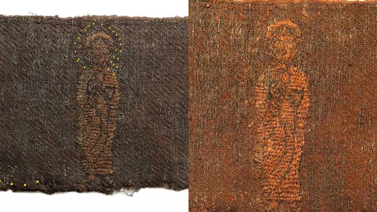 Sepultura encontrada na Rússia revela representação de Jesus Cristo em bordado medieval