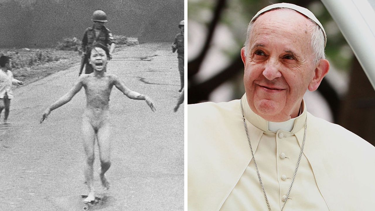 Papa se encontra com Kim Phuc, símbolo da Guerra do Vietnã