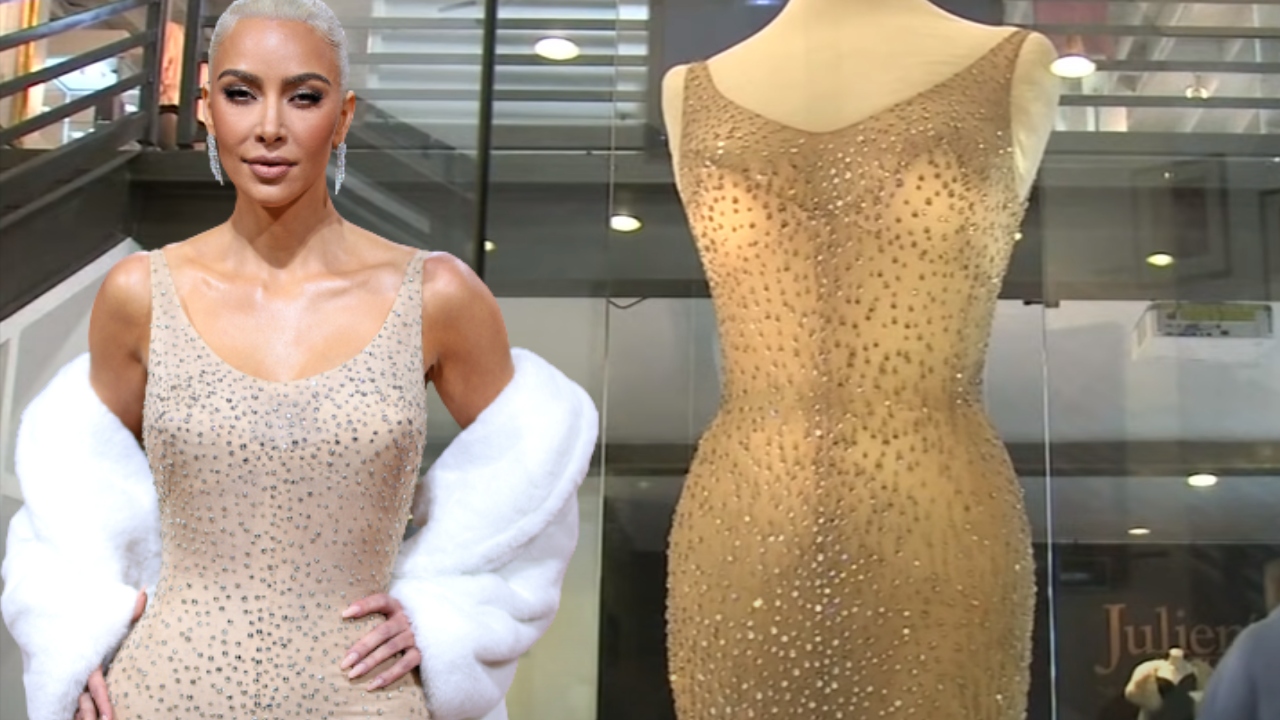 Coleção de Marilyn Monroe divulga o antes e depois do vestido usado por Kim Kardashian