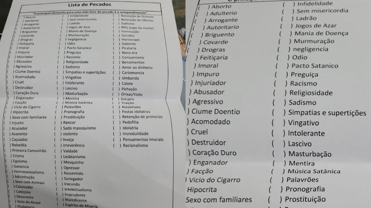 De RPG a pirataria: Internauta viraliza ao mostrar ‘lista de pecados’