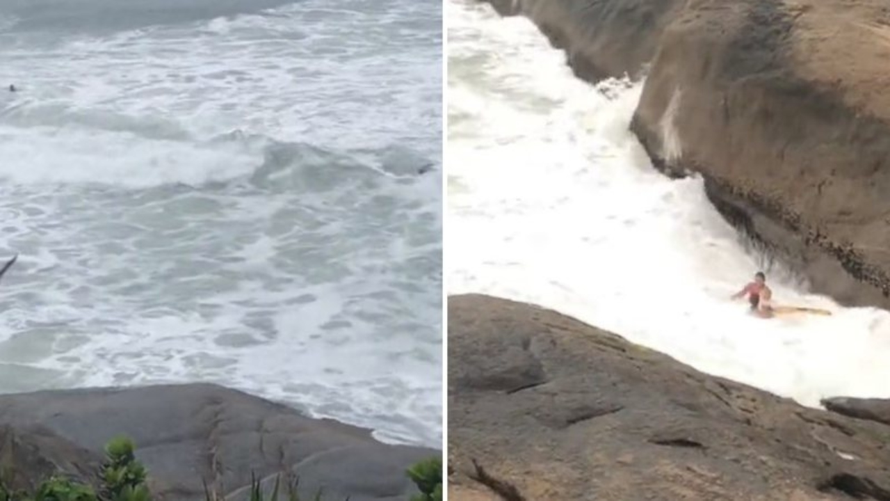 Rio de Janeiro: Casal é levado por onda gigante enquanto fazia selfie em rocha