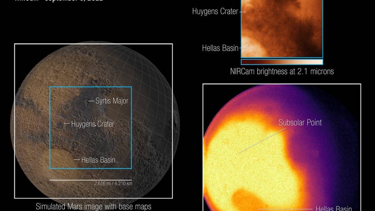 Imagens inéditas de Marte são capturadas pelo telescópio James Webb