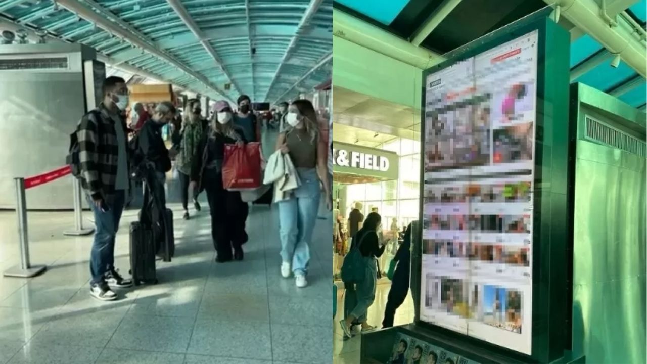 Tela de 2 metros instalada no aeroporto Santos Dumont exibe filmes pornôs