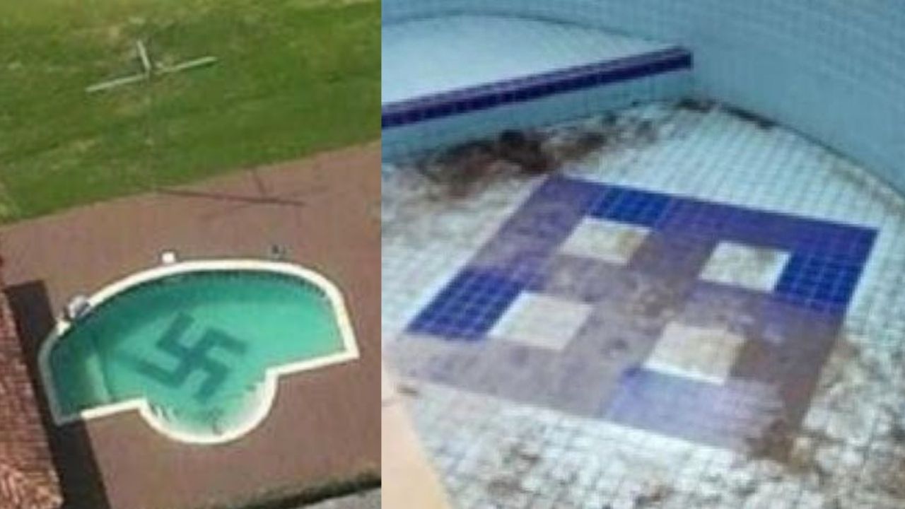 Após investigação do MPSC, professor altera fundo de piscina que tinha suástica nazista