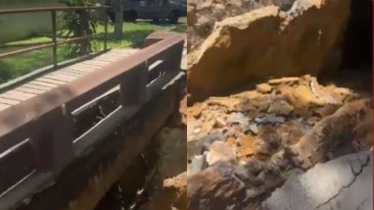 Ponte construída há 100 anos desaba em Teresópolis
