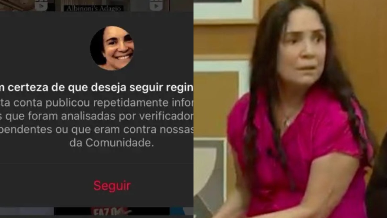 Instagram coloca alerta de ‘notícias falsas’ no perfil de Regina Duarte