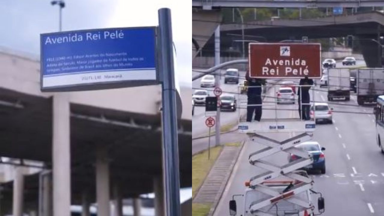 Placas são colocadas em Avenida Rei Pelé no norte do Rio