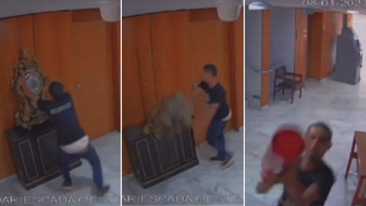 Vídeo inédito mostra momento em que relógio de Dom João VI é vandalizado