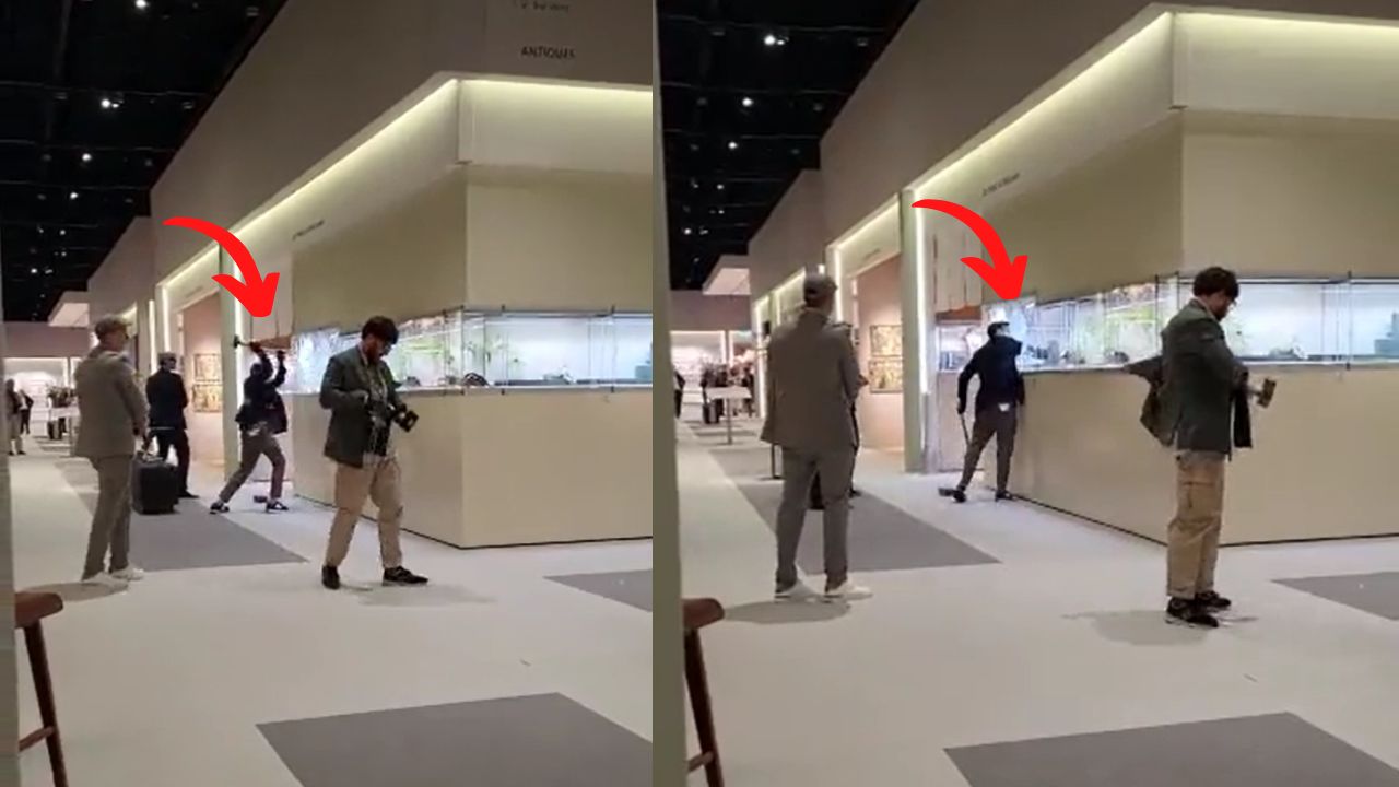 Vídeo mostra diamantes sendo roubados de feira de arte holandesa
