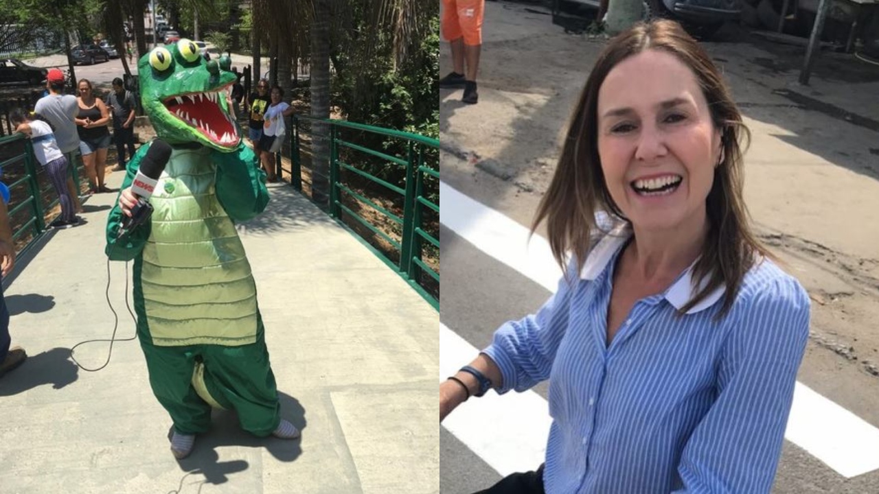 Em 2017, Susana Naspolini se fantasiou de jacaré para cobrar reforma de ponte