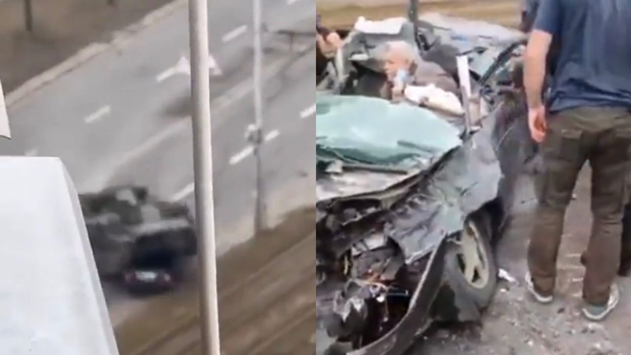 Vídeo mostra tanque de guerra atingindo carro de civil na Ucrânia