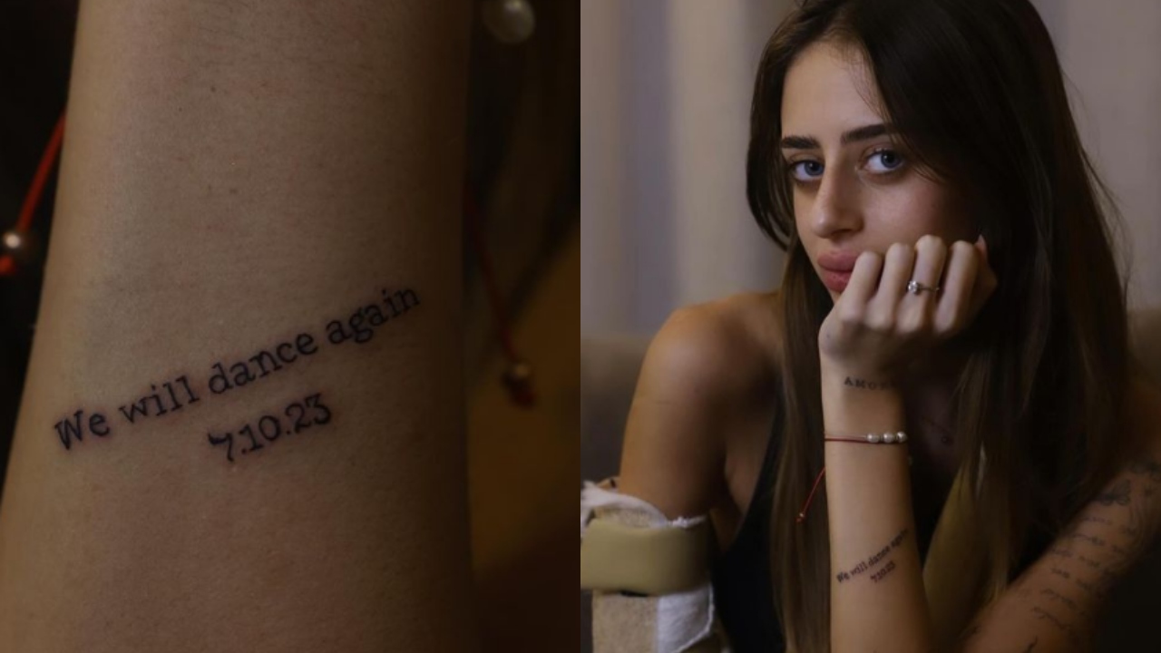 Influenciadora que foi refém do Hamas faz tatuagem sobre dia do ataque