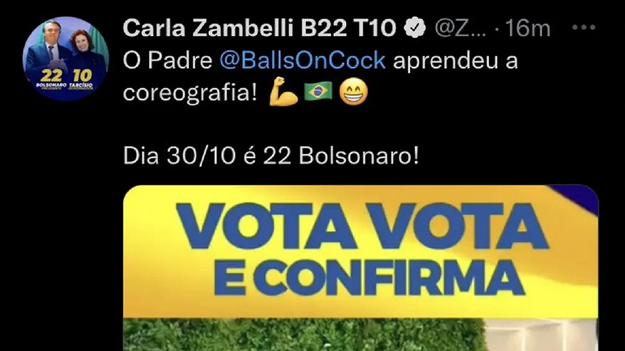 Carla Zambelli erra ao marcar Padre Kelmon e cita perfil como nome obsceno