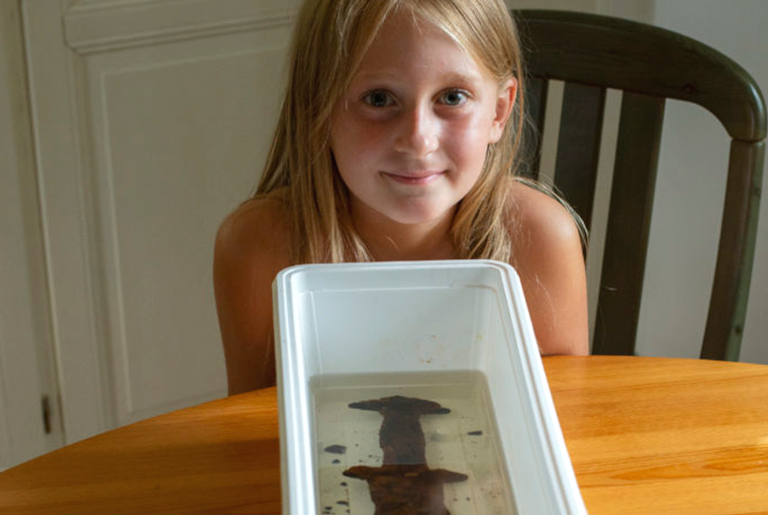 Menina que encontrou espada de 1 300 anos é recompensada pelo governo da Suécia