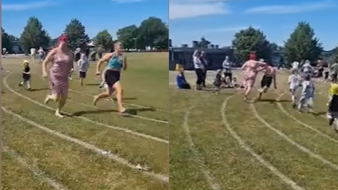 Mãe empurra adversária para filha vencer corrida na Inglaterra: ‘Saiu voando’