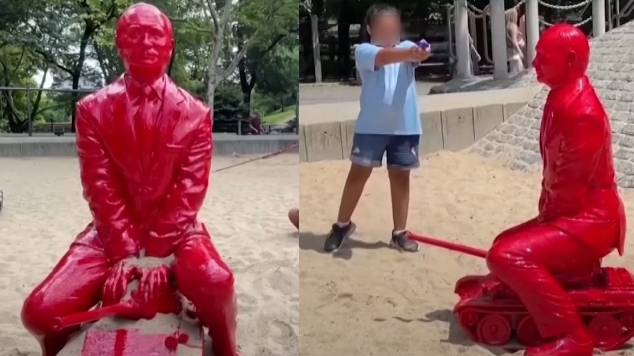 Escultura de Putin entretém crianças em parquinho dos EUA