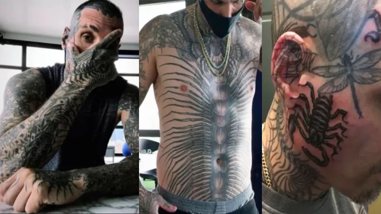 Recordista de tatuagens de insetos pelo corpo revela: “Tenho medo de insetos”