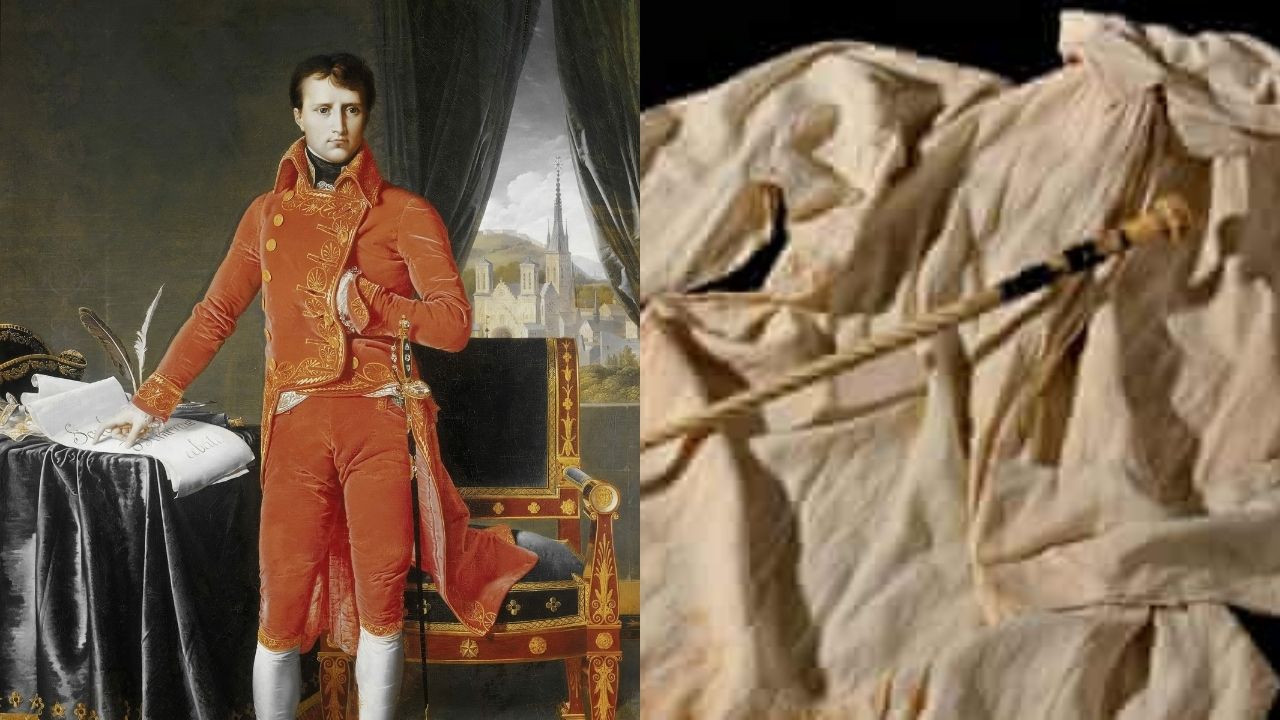 O que aconteceu com os pertences usados por Napoleão no dia de sua morte?